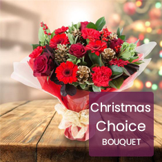 Christmas Festive Florist Choice Aqua Handtied Flower Bouquet